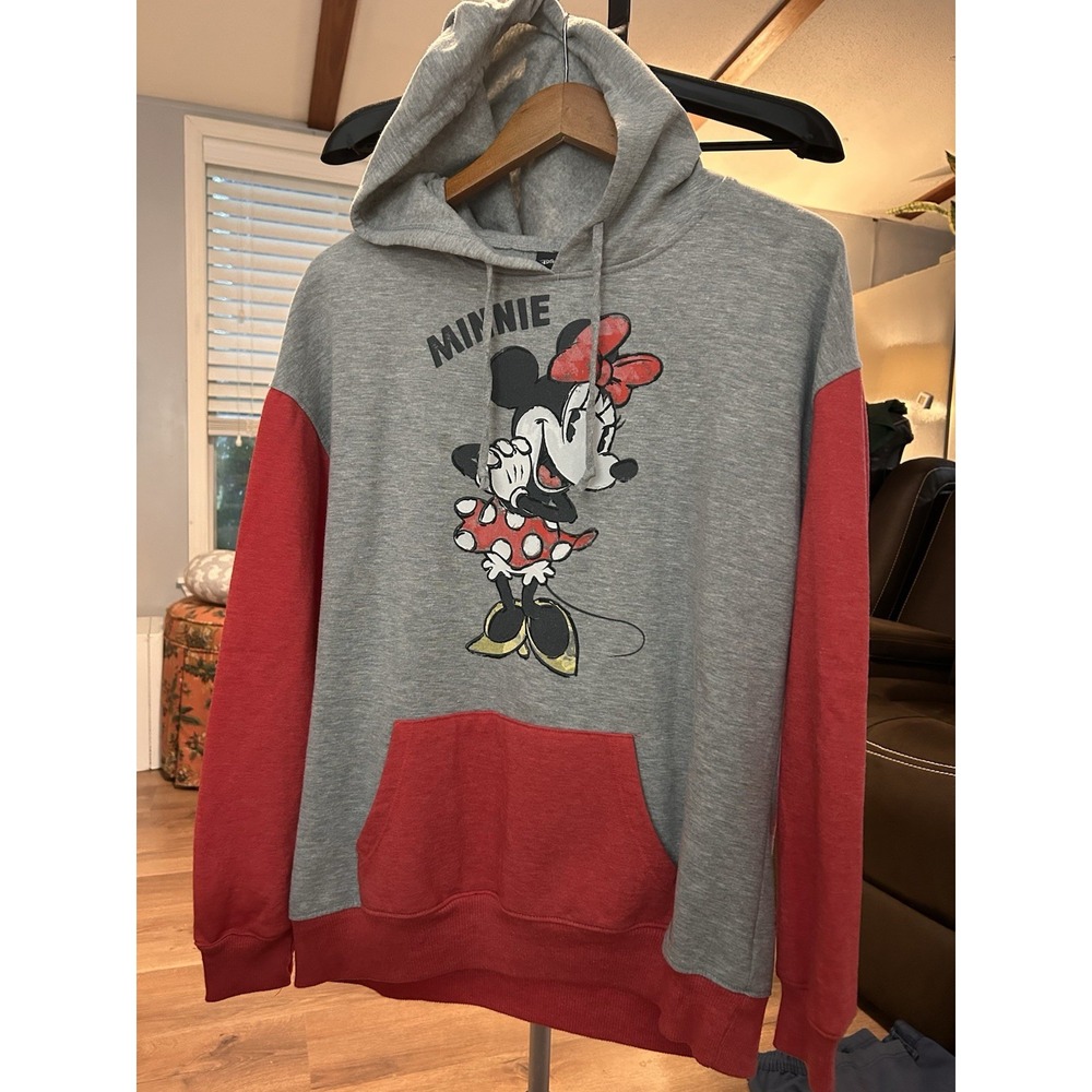 Vintage Disney Color block Pullover Minnie Mouse Hoodie Men's Med Thin Lightweig